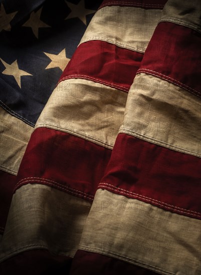 Close-up of old American flag