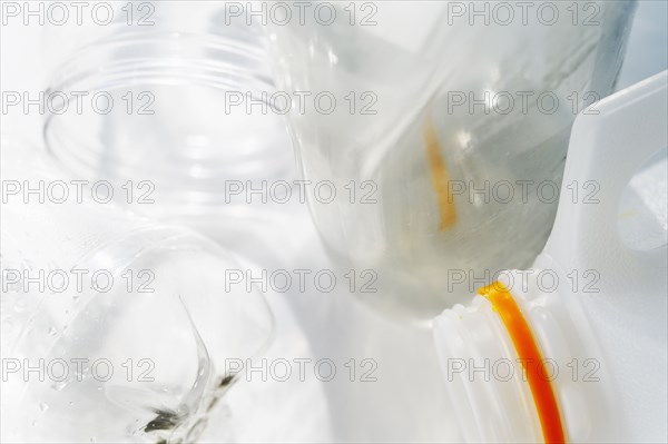 Close-up of plastic bottles