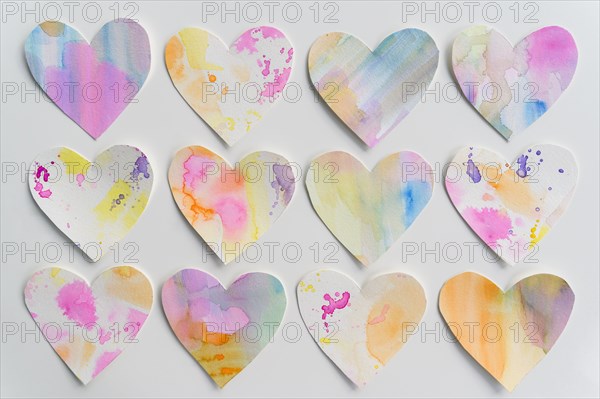 Studio shot of colorful paper hearts