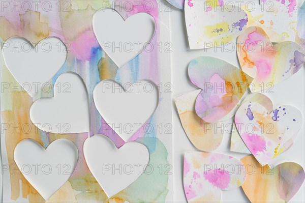 Studio shot of colorful paper hearts