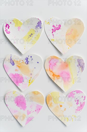 Studio shot of colorful paper hearts