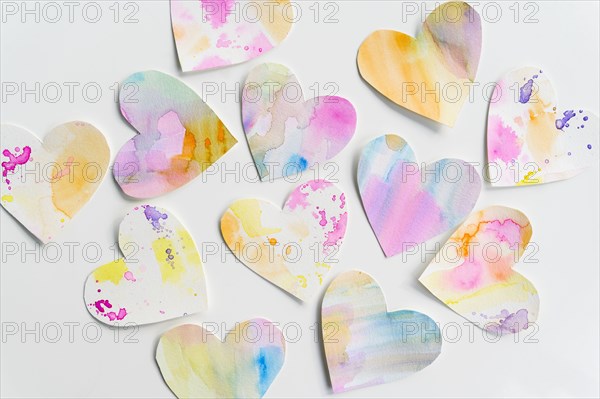 Studio shot of colorful paper hearts