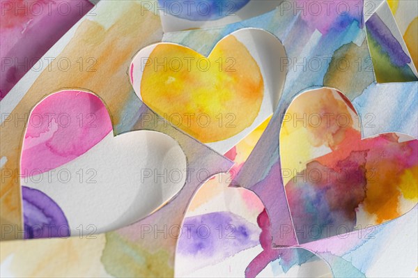 Studio shot of colorful paper hearts