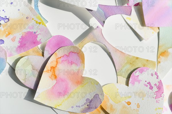 Studio shot of colorful paper hearts