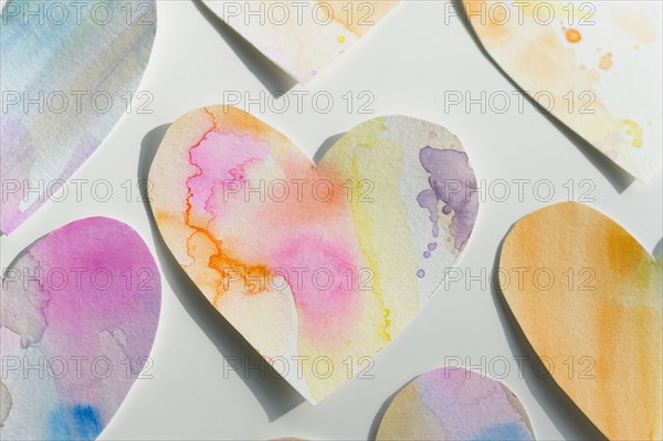 Studio shot of colorful paper hearts