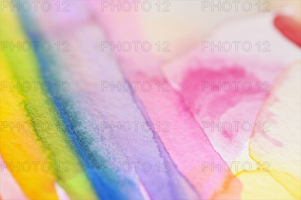 Close-up of watercolor rainbow