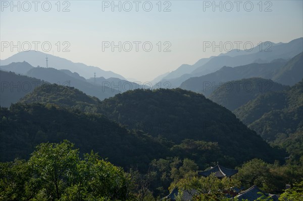 Great Wall of China in hilly landscape
