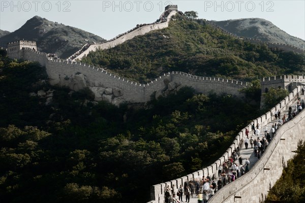 Great Wall of China in hilly landscape