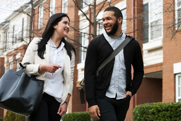 Young couple walking