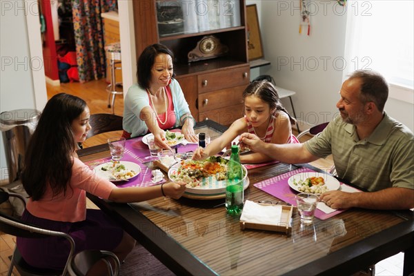 Family having a meal together