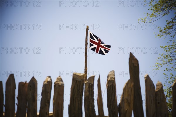 The British flag flying over James Fort in Historic Jamestown