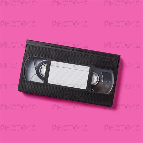 Studio shot of VHS tape with blank label