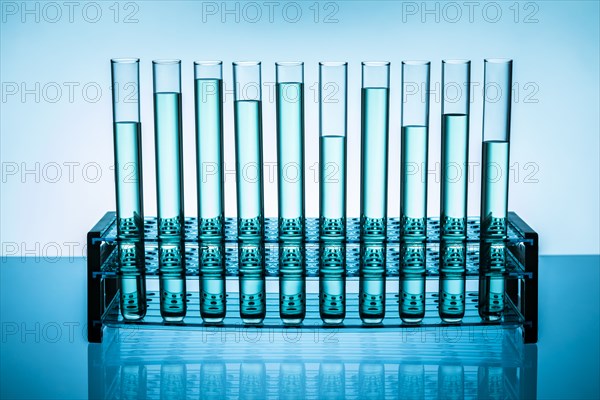 Blue liquid in test tubes