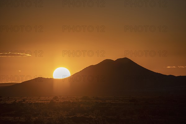 Sun setting over Cerrillos Hills State Park