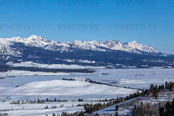 View from Galena Summit overlook into Stanley Basin and Sawtooth Mountains
