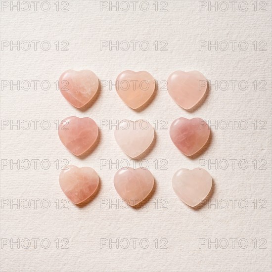 Glass hearts on white background