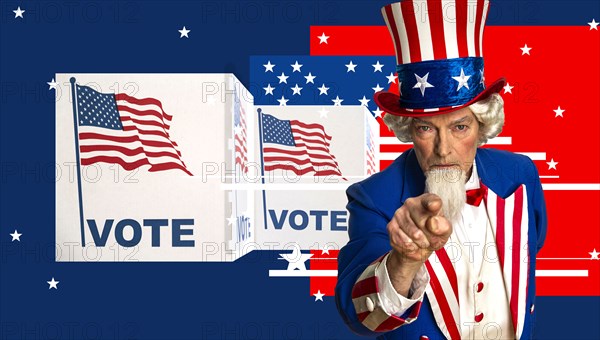 Uncle Sam and vote signs