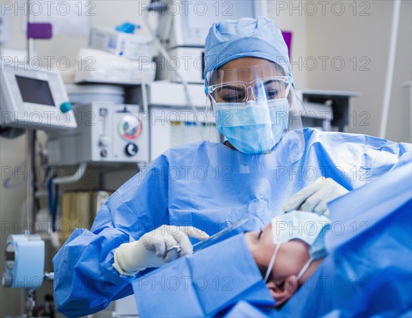 Doctor and patient during surgery