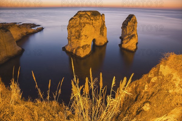 Lebanon, Beirut, Rock formations in sea