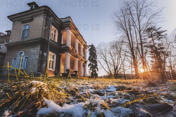 Poland, Subcarpathia, Rzeszow, Historical palace at sunset