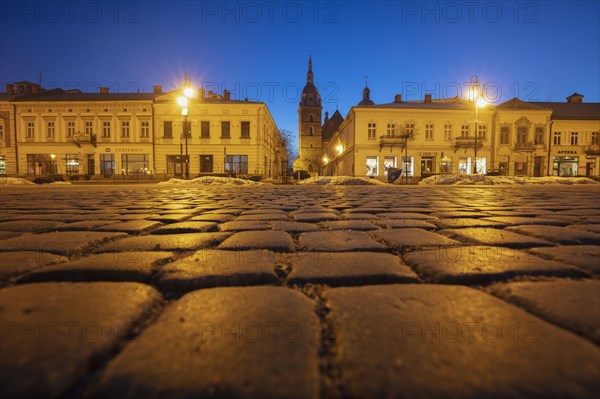 Poland, Lesser Poland, Nowy Sacz, Cobblestone on town square