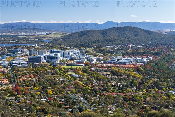 Australia, Australian Capital Territory, Canberra, Cityscape in green valley