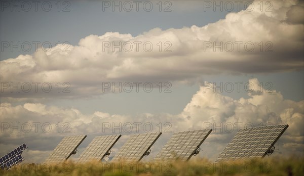 Solar panels at solar energy power plant