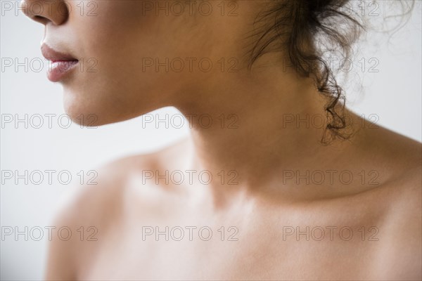 Close up of Mixed Race woman with bare shoulders