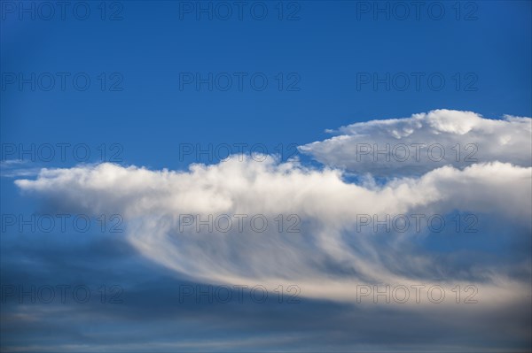 Cirrus floccus cloud formation against blue sky