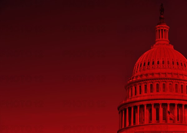 USA Capital Building on red background