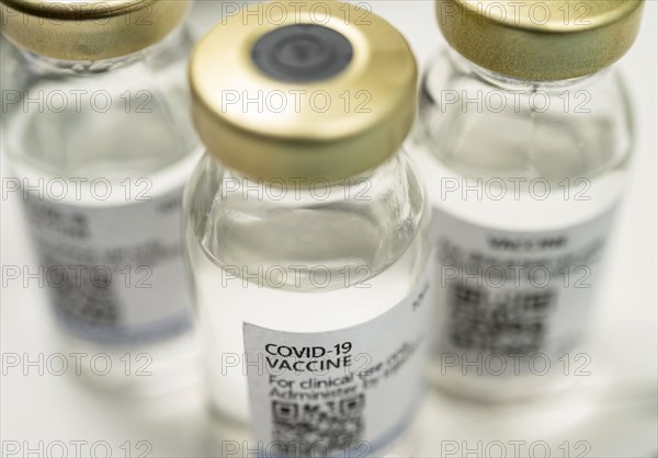 Close-up of a Covid-19 vaccine vials