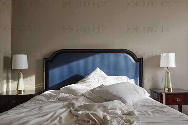 Bed in hotel room