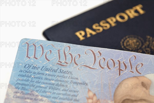 Close-up of American passports