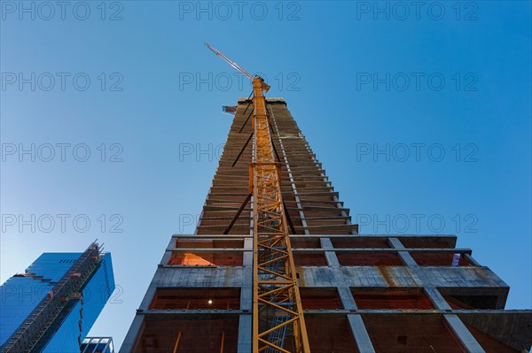 Low angle view of skyscraper under construction