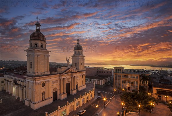 Cathedral against sunset sky