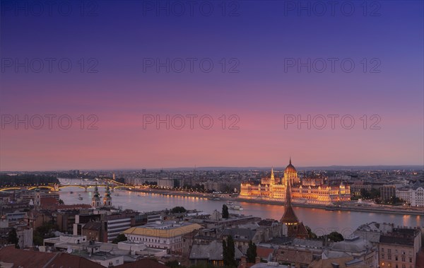 Cityscape with Hungarian Parliament at sunset