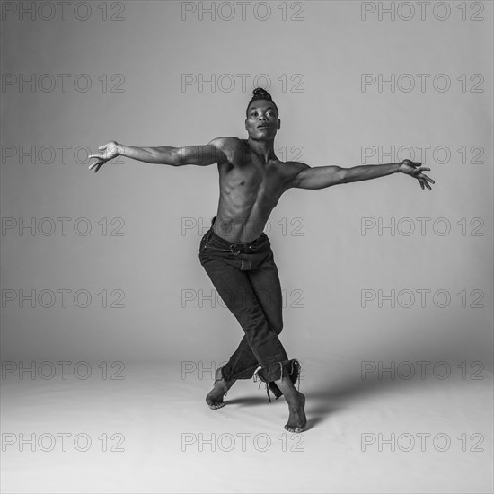 Studio shot of man dancing