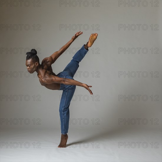 Studio shot of man dancing