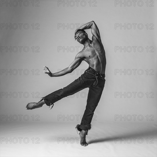 Studio shot of man dancing