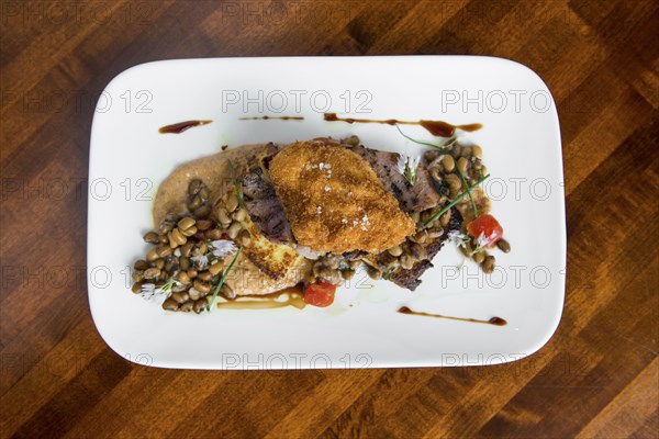 Plate of meat and legumes