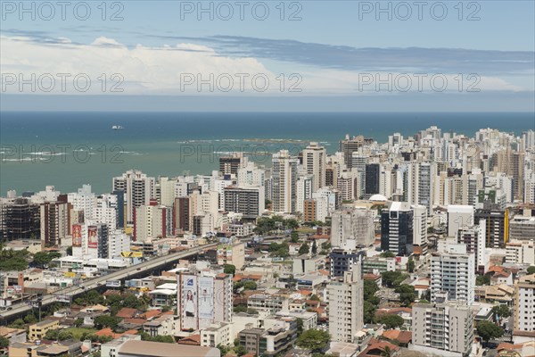Aerial view of Vitoria cityscape and ocean