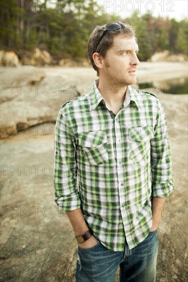 Man standing on rocks