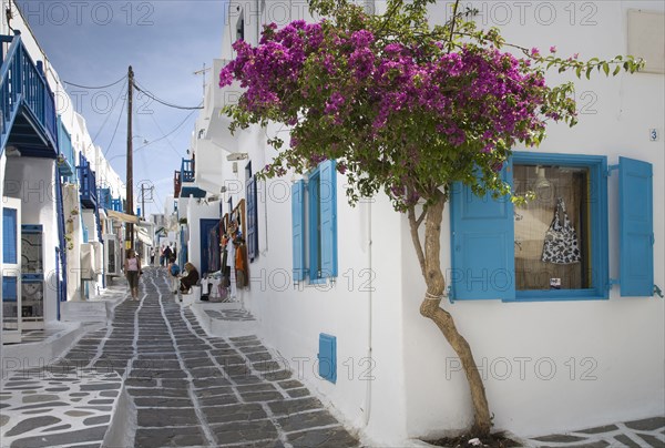 Traditional buildings on Mykonos street