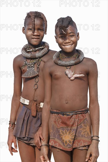 Black girls wearing traditional clothing and jewelry