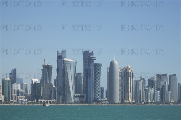 Doha city skyline on waterfront