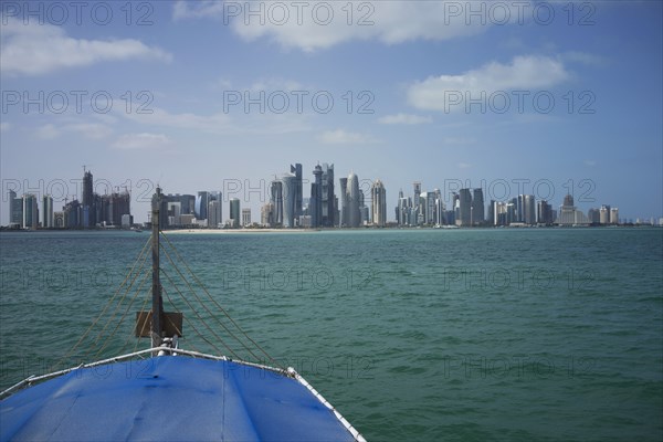 Boat sailing towards Doha harbor