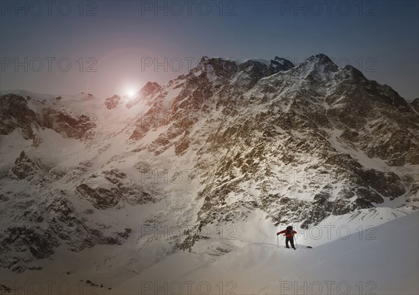 Caucasian skier on Monte Rosa slope