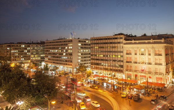 Buildings at Syntagma Square at night