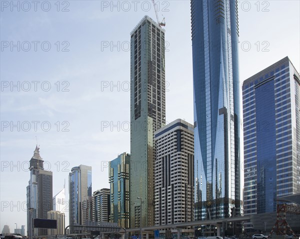 Highrise buildings in Dubai cityscape