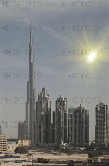 Highrise buildings in Dubai cityscape